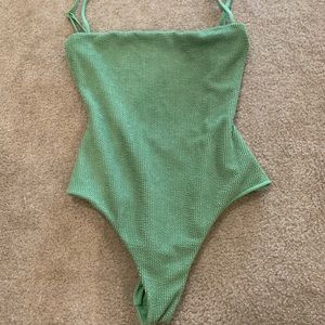 Amuse Society green one-piece.